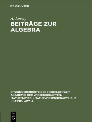 cover image of Beiträge zur Algebra